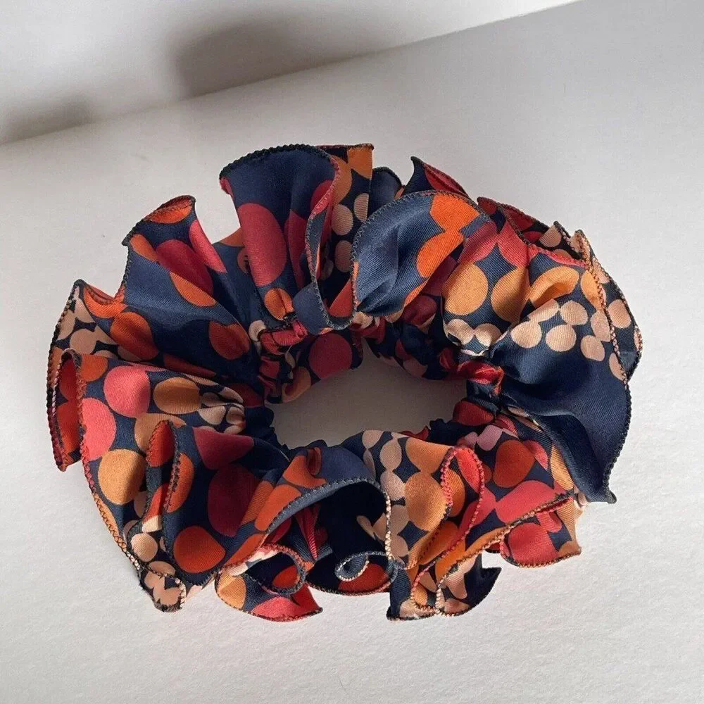 New Women Red Scrunchie Ruffled design Multicolor Polkadots